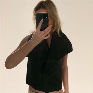 Vintage style Caribbean Queen 100% Black Leather Sleeveless Jacket